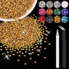 Picture of 5000PCS 3mm Resin Rhinestones in Bulk (Gold), Bedazzling Flatback Crystals for Crafts DIY Nail Decoration, Gems Charms for Tumbler Shoes Clothing Fabric with Pickup Pen and Tweezers