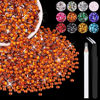 Picture of 5000PCS 3mm Resin Rhinestones in Bulk (Orange), Bedazzling Flatback Crystals for Crafts DIY Nail Decoration, Gems Charms for Tumbler Shoes Clothing Fabric with Pickup Pen and Tweezers