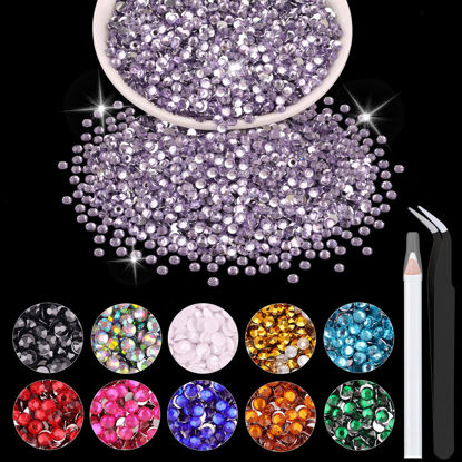 Picture of 5000PCS 2mm Resin Rhinestones in Bulk (Light Purple), Bedazzling Flatback Crystals Rhinestones for Crafting DIY Nail Decoration, Gems Diomand Charms for Tumbler Shoes Clothing Fabric