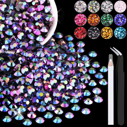 Picture of 2500PCS 5mm Resin Jelly Rhinestones in Bulk (Purplish Black AB), Bedazzling Flatback Crystals Rhinestones for Crafting DIY Nail Decoration, Gems Diomand Charms for Tumbler Shoes Clothing Fabric
