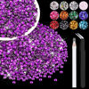 Picture of 5000PCS 3mm Resin Rhinestones in Bulk (Dark Violet), Bedazzling Flatback Crystals for Crafts DIY Nail Decoration, Gems Charms for Tumbler Shoes Clothing Fabric with Pickup Pen and Tweezers