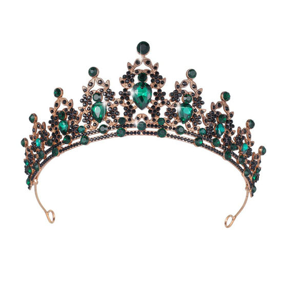 Picture of Kamirola - Queen Crown and Tiaras Princess Crown for Women and Girls Crystal Headbands for Bridal, Princess for Wedding and Party（01） (Black&Green)