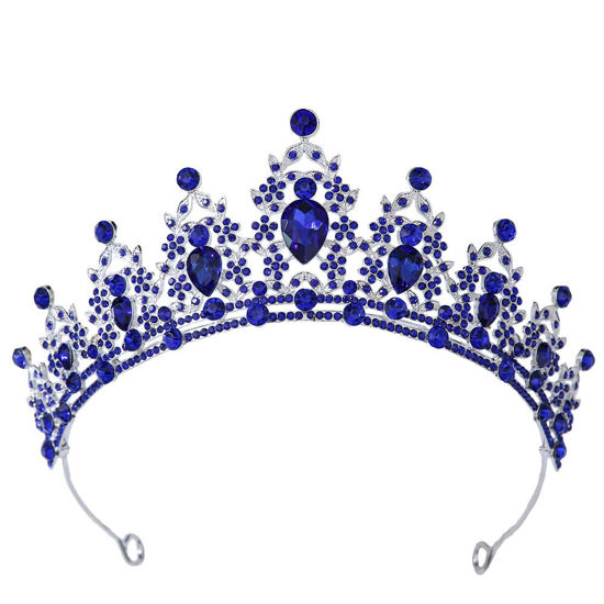 Picture of Kamirola - Queen Crown and Tiaras Princess Crown for Women and Girls Crystal Headbands for Bridal, Princess for Wedding and Party（01） (Silver&Blue)