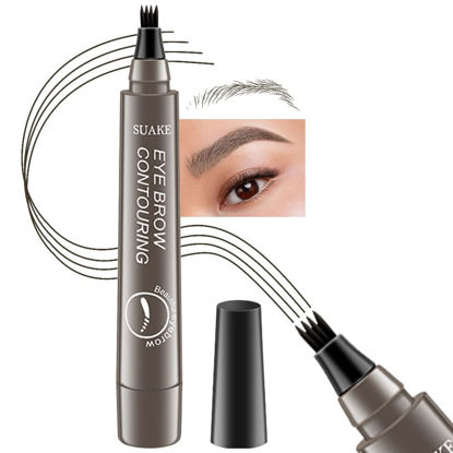 Picture of Kaely Magical Precise Waterproof Brow Pen,Suake Eyebrow Contouring Pen,4 Tip Eye Brow Pencils for Women Makeup,lapiz de cejas 3d Microblading Eyebrow Pen Pencil,24h Smudge Proof,04 Grey Brown