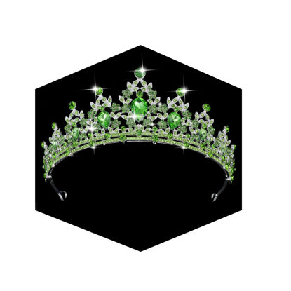 Picture of Kamirola - Queen Crown and Tiaras Princess Crown for Women and Girls Crystal Headbands for Bridal, Princess for Wedding and Party（01） (Silver & Green)