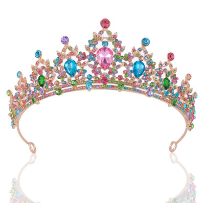 Picture of Kamirola - Queen Crown and Tiaras Princess Crown for Women and Girls Crystal Headbands for Bridal, Princess for Wedding and Party（01） (Gold White)…