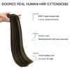 Picture of DOORES Hair Extensions Real Human Hair, Natural Black Mixed Chestnut Brown 110g 7pcs 14 Inch, Seamless Clip in Hair Extensions Human Hair Extensions Straight Invisi Edge Hair Extensions
