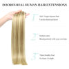 Picture of DOORES Seamless Clip in Hair Extensions Real Human Hair, Light Blonde Highlighted Golden Blonde 16 Inch 110g 7pcs, Human Hair Extensions Seamless Invisible PU Weft Hair Invisi Edge Hair Extensions