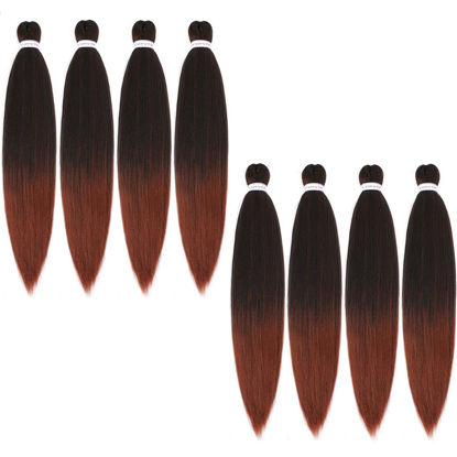Picture of Alrence Pre Stretched Braiding Hair Long Braid 26 Inch 8 Packs Professional Braiding Hair Extensions Synthetic Crochet Twist Braids (26 Inch, T1B/350)