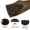 Picture of DOORES Seamless Clip in Hair Extensions, Chocolate Brown to Caramel Blonde 16 Inch 110g 7pcs, Seamless Human Hair Extensions Invisible Edge Hair Extensions Straight Hair Skin Weft