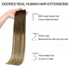 Picture of DOORES Hair Extensions Seamless Clip in Human Hair, Walnut Brown to Ash Brown and Bleach Blonde 110g 7pcs 16 Inch, Invisi Edge Hair Extensions Real Human Hair Clip in Remy Straight Hair