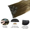 Picture of DOORES Hair Extensions Seamless Clip in Human Hair, Walnut Brown to Ash Brown and Bleach Blonde 110g 7pcs 16 Inch, Invisi Edge Hair Extensions Real Human Hair Clip in Remy Straight Hair