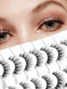 Picture of Fluffy Lashes Wispy False Eyelashes Natural Volume Mink Lashes 12MM Strip Eyelashes with Thin Band C Curl Eyelashes False Lashes 7 Pair Siligli