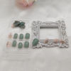 Picture of Square Press on Nails Short Cute Light Green False Nails with Leaves Designs Fall Light Pink Full Cover Faux Nails Press ons for Women Daily Wear Simple Fake Nails 24 Pcs