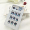 Picture of Square Press on Nails Short Purple Blue Gradient Fake Nails Smudge Plaid Acrylic Nails Press ons Full Cover Glossy Glue Stick on Nails for Women Girls 24 Pcs