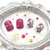 Picture of Short Press on Nails Square Fake Nails Rose Red Full Acrylic Nails Press ons White French Tip Stick on Nails Silver Glitter Flower Glue on Nails Glossy Artificial False Nail for Girls 24Pcs