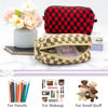 Picture of PAZIMIIK Checkered Makeup Bag for Purse Portable Zipper Make Up Pouch Small Cosmetic Case for Travel Accessories (Coffee)