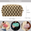 Picture of PAZIMIIK Checkered Makeup Bag for Purse Portable Zipper Make Up Pouch Small Cosmetic Case for Travel Accessories (Coffee)