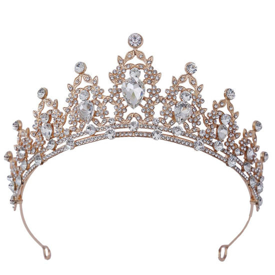 Picture of Kamirola - Queen Crown and Tiaras Princess Crown for Women and Girls Crystal Headbands for Bridal, Princess for Wedding and Party（01） (Gold White)