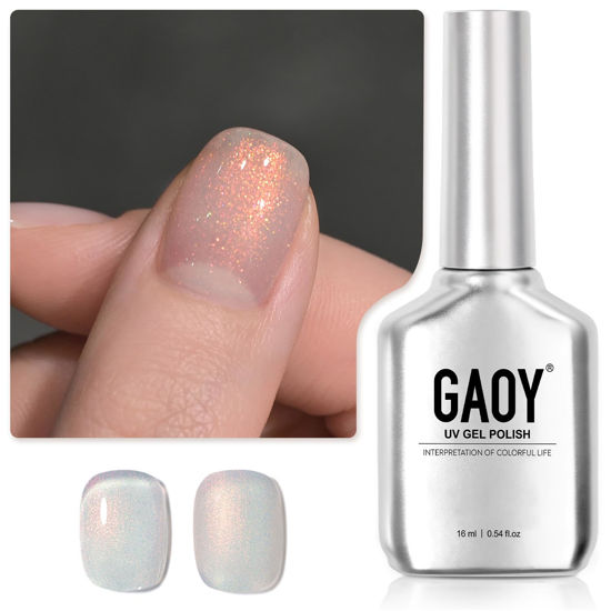 Picture of GAOY Shimmer Gel Nail Polish, 16ml Clear Glitter Gel Polish, UV Light Cure for Nail Art DIY at Home, 3023 Aqua Glimmer