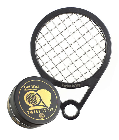 Picture of Twist It Up Comb with Gel (Unity Black) - Alternative to Hair Sponges for Black Men Curls and Sponge for Hair, Tennis Racket for Hair Twist Comb