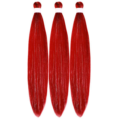 Picture of Gozill Red Braiding Hair Pre stretched Sparkle Tinsel Braiding Hair Ez braid prestretched Kids Braiding Hair 26 inch