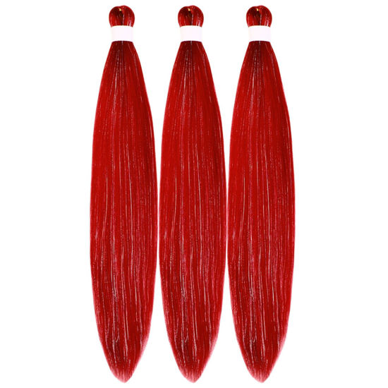 Picture of Gozill Red Braiding Hair Pre stretched Sparkle Tinsel Braiding Hair Ez braid prestretched Kids Braiding Hair 26 inch