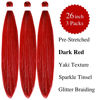 Picture of Gozill Red Braiding Hair Pre stretched Sparkle Tinsel Braiding Hair Ez braid prestretched Kids Braiding Hair 26 inch