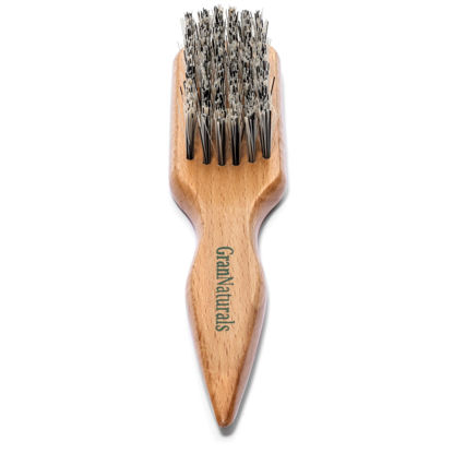 Picture of GranNaturals Hard Bristle Brush for Slick Back Hair & Teasing - Stiff Reinforced Nylon Hairbrush for Smoothing Thick Curly Hair into Sleek Ponytail Bun - Wide Rat Tail for Sectioning & Parting