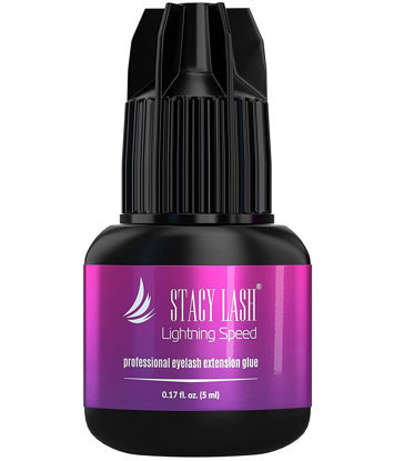 Picture of Lightning Speed Eyelash Extensions Glue - Stacy Lash 5ml /0.17 fl.oz / 0.3 Sec Dry/Retention - 6-8 Weeks/Black Adhesive/Professional Supplies