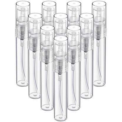 Picture of Fandamei Mini Spray Bottle, 10 Pack 5ml Mini Plastic Spray Bottle Empty, Fine Mist Refillable Mini Perfume Bottle, Perfume Atomizer, Small Sample Containers, Plastic Portable Travel Bottle, Clear