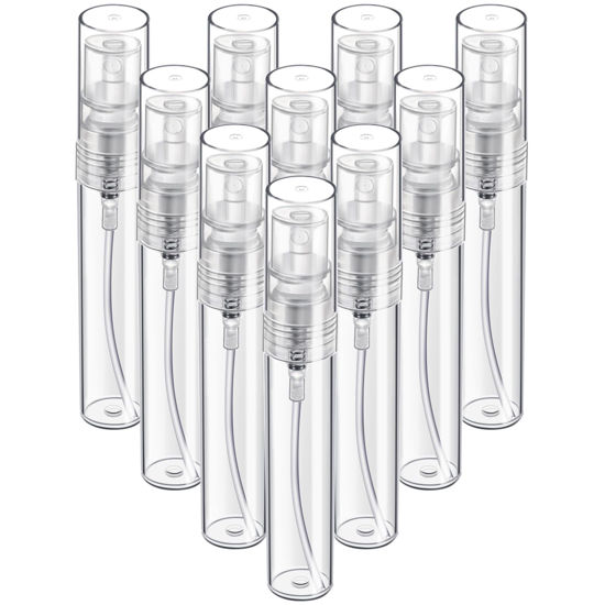 Picture of Fandamei Mini Spray Bottle, 10 Pack 5ml Mini Plastic Spray Bottle Empty, Fine Mist Refillable Mini Perfume Bottle, Perfume Atomizer, Small Sample Containers, Plastic Portable Travel Bottle, Clear