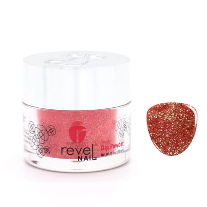 Picture of Revel Nail Dip Powder - Red Glitter Dip Powder for Nails, Chip Resistant Dip Nail Powder with Vitamin E and Calcium, DIY Manicure