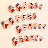 Picture of Halloween Press on Nails Short Square Fake Nails with Pumpkin Spider Web Bat Designs Glossy Glue on Nails Ghost Acrylic Nails Nude Artificial Halloween Stick on Nails for Women 24Pcs