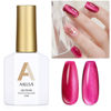Picture of AILLSA Cat Eye Gel Nail Polish Hot Pink Crystal Glitter Gel Polish with Magnet, Purple Shimmer Sparkle Gel Nail Polish Glass Reflective Translucent Jelly Color U V Gel Salon DIY at Home 0.5 OZ GF28