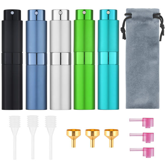 Picture of Tekson 8ml Travel Perfume Atomizer Refillable, Mini Cologne Spray Bottle Empty, Small Aftershave Portable Sprayer for Liquid Dispenser