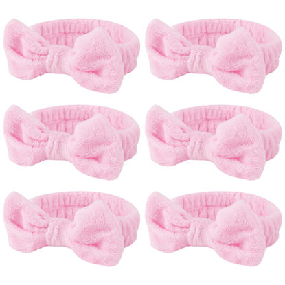 Picture of Casoty Pink 6 Pcs Spa Headband, Hair Band for Washing Face, Makeup Headband, Skincare Headbands, Soft Fleece Hairband for Face Washing Yoga
