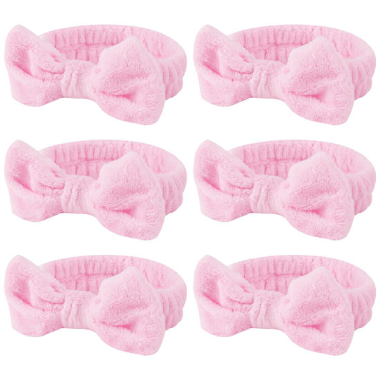 Picture of Casoty Pink 6 Pcs Spa Headband, Hair Band for Washing Face, Makeup Headband, Skincare Headbands, Soft Fleece Hairband for Face Washing Yoga