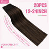 Picture of YoungSee Tape in Extensions Human Hair Brown Balayage Tape in Human Hair Extensions Dark Brown Ombre Medium Brown Tape in Hair Extensions Remy Human Hair for Women 18 Inch 20pcs 50g