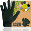 Picture of Temple Spring Exfoliating Gloves - Rayon Bamboo Bath/Shower Gloves, Bath Gloves for Shower Exfoliating and Ingrown Hair/Dead Skin Remover - Exfoliator Mitt Scrub Gloves - Forest Green
