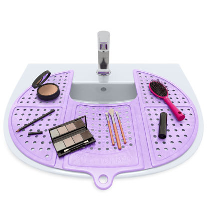 Picture of Sink Topper Foldable Sink Cover - Silicone Beauty Makeup Brush Cleaning Mat - Hot Tools Organizer - Bathroom Must Have Accessory for Extra Space & Storage Saver - Traveling - Standard, Iris Lavender