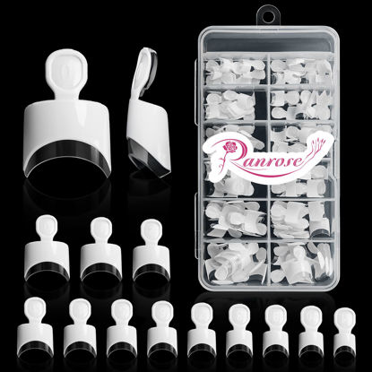 Picture of Ranrose French Nail Tips 120PCS Short Square Half Cover Nail Tips Press On Nails 12 Sizes French Fake Nails Acrylic White Nail Tips with Box