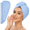 Picture of SimpleField 2 Pack Microfiber Hair Towel Wrap for Women, Anti Frizz Quick Drying Hair Turban for All Hair Style, Absorbent and Lightweight (Blue)