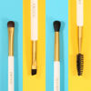 Picture of Docolor Duo Eyebrow Brush with Eyeshadow Brush, 2 Pieces Professional Angled Eye Brow Brush and Spoolie Brush with Eye Shadow Brush and Blending Brush (White & Golden)