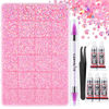 Picture of Canvalite 28000PCS Resin Jelly Rhinestones for Crafting, Pink AB Flatback Gems, Bedazzling Crystal with 5x2.5g B7000 Jewelry Glue and Tweezers Dotting pen for DIY Crafts Clothing Shoes Nail Art