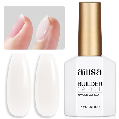 Picture of AILLSA Builder Gel for Nails Yogurt White 7 In 1 Hard Gel Polish for Nail Thickening Nude Milky Extension U V Gel Natural Color Strengthener Gel Nail Polish for Nail Art Base Coat Needed 0.51 Oz GB07