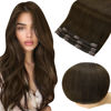 Picture of Full Shine Human Hair Clip in Extensions Dark Brown Hair Extensions Clip in Brown Invisible Clip in Hair Extensions Human Hair Natural Remy Hair Extensions 12 Inch 3 Pcs 60 g