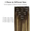 Picture of HOTBANANA Human Hair Clip in Hair Extensions, Balayage Chocolate Brown Mixed Caramel Blonde 120g Clip in Hair Extensions Real Human Hair Straight Remy Hair Clip Ins Dark Roots Ombre 24 Inch 7pcs