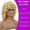 Picture of andromeda Blonde Curly Wigs for Black Women Soft Short Loose Curly Wig wiht Bangs Synthetic Kinky Curls Hair Wigs Curly African American Costume Cosplay Wigs (Blonde)
