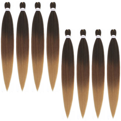 Picture of Alrence Pre Stretched Braiding Hair Long Braid 36 Inch 8 Packs Professional Braiding Hair Extensions Synthetic Crochet Twist Braids (36 Inch, 1B/30/27)
